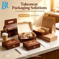 Boîte à emporter pour café et desserts, en papier résistant à la graisse, qualité alimentaire, avec poignée, pour boulangerie et café.
