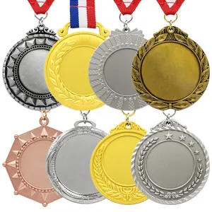 Personalized Souvenir Logo Running Karate Soccer Football 3D Blank Gold Trophy Lanyard Award Ribbon Sports Metal Custom Medal
