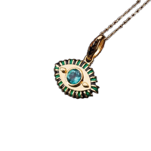 Collar de Acero Inoxidable Chapado en Oro Estilo Bohemio Vintage con Colgante de Ojo Turco Colorido y Diseño de Ojos Malvados - Product Image 1