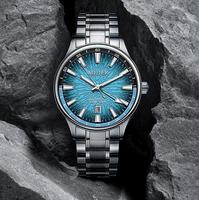 La coutume accepte la montre mécanique de luxe montre automatique lumineuse bleue pour les hommes montre automatique de mode