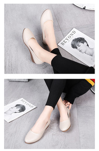 Mocasines de punta estrecha de Color sólido para mujer, zapatos de tacón de mamá medio para mujer, zapatos de <span class=keywords><strong>cuña</strong></span> de moda del Sudeste Asiático para mujer - Product Image 6