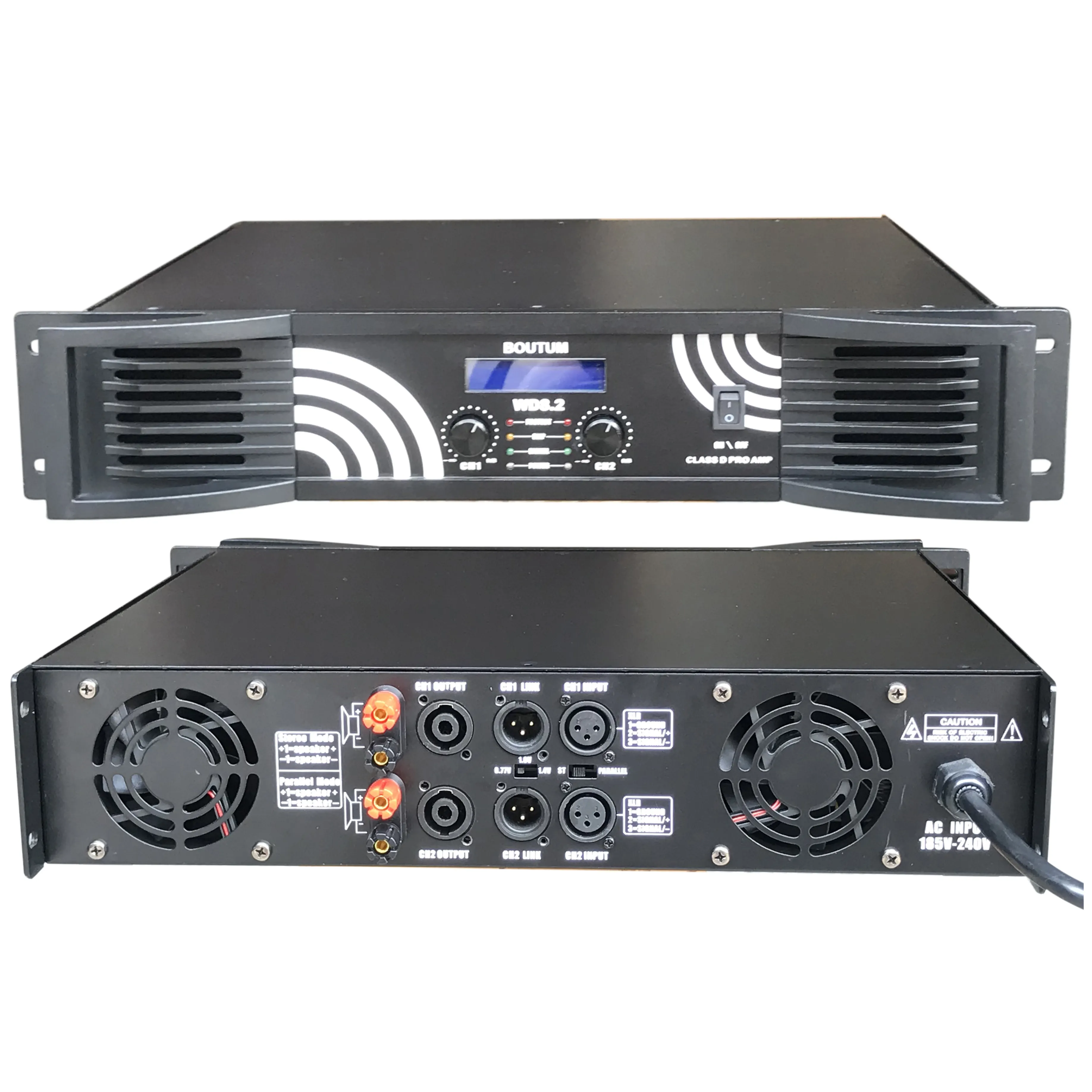 Amplificatore di potenza 800W * 2 2 canali Stereo 2U livello hi-fi digitale (classe D) amplificatore di potenza audio professionale da palcoscenico