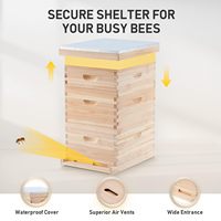 Colmena de Abejas Langstroth de 3 Niveles, Caja de Madera para Apicultores, 2 Niveles Profundos y 1 Mediano