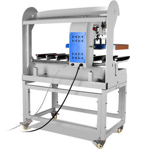 Pieza de tela en relieve semiautomática Logotipo neumático/etiqueta Impresión digital Máquina de prensa de calor de estación dual - Product Image 5