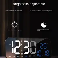 Horloge murale à miroir LED moderne créative multifonctionnelle Réveil électronique pour les étudiants pour le bureau et la coiffeuse