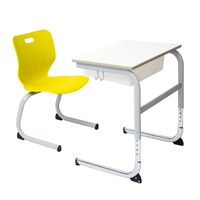 Ensemble de bureau et chaise d'école réglables avec boîte à livres en plastique, cadre cantilever en U, table d'étude ergonomique, mobilier scolaire