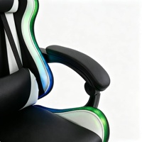 Chaise de jeu de course ergonomique avec accoudoirs, appui-tête et repose-pieds articulés, éclairage RGB, vente directe usine