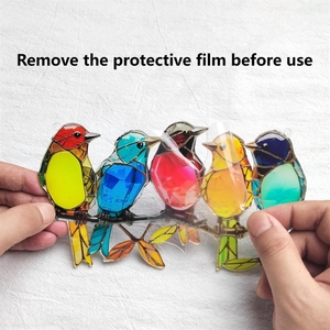 عبر الحدود لطيف ملون الطيور الماسك 2D الاكريليك قلادة الديكور مفتاح السيارة على ظهره - Product Image 4