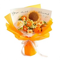 Meilleure vente transfrontalière : Bouquet tricoté à la main, motif tournesol fini, cadeau pour la Fête des Enseignants ; Fleurs artificielles tricotées