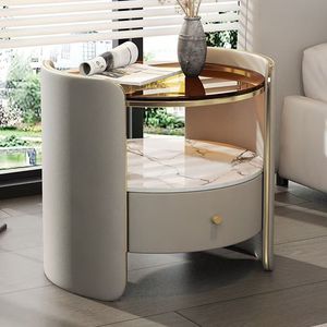 Modern Luxury Solid Wood <strong>Circular</strong> <strong>Bedside</strong> <strong>Table</strong> with Storage for Home Bedroom Furniture Hotel Use in Living Room Nightstands - Product Image 3