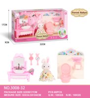 Bricolage lapin rose maison de poupée Mini meubles Mini chambre à coucher mignon lapin jeu maison jouet fille cadeau d'anniversaire