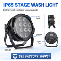 Projecteurs de scène LED PAR 12*18W sans fil WiFi étanches pour extérieur, alimentés par batterie, avec indice de protection IP65