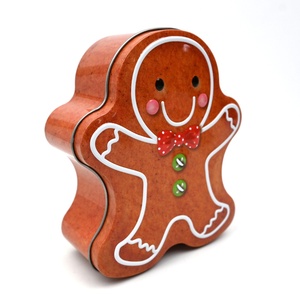 Factory Custom Gingerbread Man Shaped <b>Metal</b> Tin <b>Box</b> for Biscuit Candy Gift and Christmas Party Favor - Product Image 4