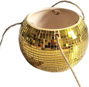 Planteur boule disco <span class=keywords><strong>en</strong></span> gros, planteur suspendu boule disco <span class=keywords><strong>en</strong></span> céramique avec trou <span class=keywords><strong>de</strong></span> drainage et corde pour jardin, maison, véranda - Product Image 1