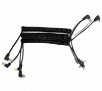 Noir 5521 tête incurvée câble d'alimentation cc 2core adaptateur de prise à ressort conducteur en cuivre câble adaptateur de charge fil de câble en spirale