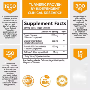 Cápsulas de suplemento de soporte para articulaciones de curcumina de cúrcuma Ausreson OEM con extracto de pimienta negra y jengibre para adultos - Product Image 4