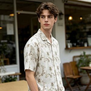 เสื้อเชิ้ตผู้ชายปักลายลำลอง ดีไซน์ใหม่ เสื้อเชิ้ตผ้าฝ้ายผู้ชาย เสื้อเชิ้ตผู้ชายติดกระดุม แขนสั้น เสื้อเชิ้ตลำลอง - Product Image 3