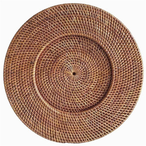 Sous-plats faits à la main pour assiettes à dîner, en rotin tressé avec pompon, ronds, pour la décoration de la maison, style bohème avec franges - Product Image 3