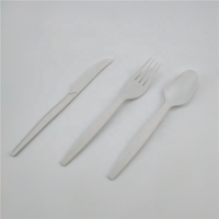 Ensemble de couverts CPLA compostables et biodégradables, vaisselle écologique, fourchette, couteau, cuillère pour les voyages