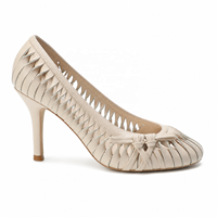Vente en gros OEM ODM Chaussures à talon aiguille bout rond pour femme, à enfiler, avec nœud et empeigne ajourée, Collections de marques fournisseurs, Approvisionnement en vrac