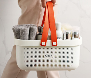Customized Plastic Shower Bath Storage Organizer Caddy Tote With Handle For Dorm