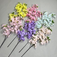 4 Branches de fleurs artificielles de cerisier, fleurs de pêcher Sakura en soie multicouche rose, décoration florale pour allée de mariage