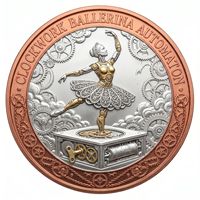 Pièce de monnaie commémorative en cuivre pur d'une once de Troy, Automatone Ballerine à mécanisme, Boîte à musique mécanique, Souvenir Fille, Pièce de défi