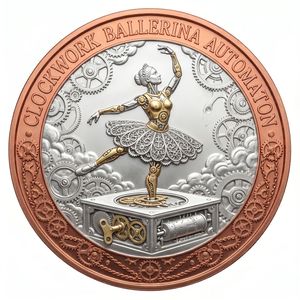Moneta commemorativa da 1 Troy Ounce in rame puro, Ballerina a meccanismo automatico, Carillon musicale, Souvenir ragazza, Moneta Challenge - Product Image 1