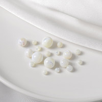 Perles rondes en nacre naturelle de coquillage blanc, faites à la main, pour la confection de bijoux DIY : bracelets, colliers, boucles d'oreilles et accessoires