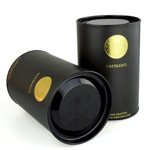 Récipient en <span class=keywords><strong>tube</strong></span> de papier artisanal noir durable avec capuchon détachable en métal pour l'emballage de poudre de thé alimentaire Récipient en <span class=keywords><strong>tube</strong></span> rond en papier alimentaire - Product Image 1