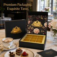 Boîte d'emballage de chocolat de luxe BONROY, boîte cadeau en carton rigide avec feuille d'or magnétique, 9 compartiments, boîte à chocolat