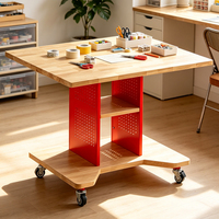 Table de travail carrée en bois massif personnalisée, établi mobile portable, poste de travail de studio, bureau d'ordinateur domestique