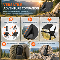 Chaise lune légère et portable à dossier haut, chaise de camping pliable respirante pour l'extérieur avec dossier pour la pêche, la plage et les pique-niques