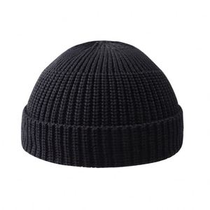 Custom Logo Wool Fisherman Beanies Short Knit Watch <b>Cap</b> Cuffed Trawler Hats for <b>Men</b> - Product Image 1