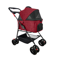 Poussette portable G3 pour animaux de compagnie avec cadre en acier, auvent, laisses de sécurité, pliage facile et rangement pour petits animaux de compagnie