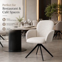 Chaise de salle à manger pivotante Premium Boucle, dossier haut arrondi, accoudoirs courbes, rotation à 360° °   Base rotative de qualité commerciale pour hôtels et restaurants