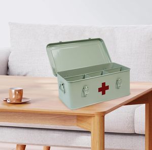 Organisateur de stockage médical trousse de premiers soins fournitures boîte à médicaments en métal vide avec ensemble d'urgence de verrouillage de sécurité - Product Image 2