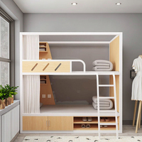 Lit superposé moderne durable en métal et acier Lit de dortoir Capsule Lit superposé avec armoire pour auberges Lits doubles Dosettes de couchage