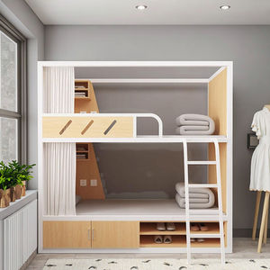 Прочная Современная Металлическая стальная двухъярусная кровать для общежития Капсулы двухъярусная кровать с гардеробом для общежитий двуспальные кровати спальные капсулы - Product Image 1