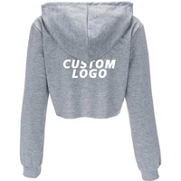 HG212 Vente en Gros Coton Dames Vierge GYM Manches Longues Survêtement Hauts Courts Sweat-shirt Court à Capuche Personnalisé LOGO pour Femmes