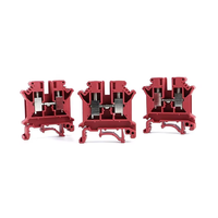 UK 6N Rouge 24-8 AWG 0.2-6mm Nylon Plastique PA66 Alimentation électrique universelle à travers la jonction à vis 15a Borniers sur rail DIN