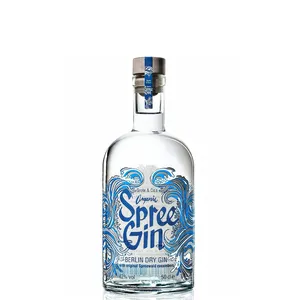 Preço grossista 375ml 500ml 700ml vodka whisky gin spirit garrafa de vidro logotipo personalizado 750ml vidro licor garrafa com cortiça de madeira