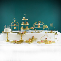 Présentoir à Dessert doré pour gâteau, 11 pièces, Set européen créatif de décoration pour pâtisserie, pause thé
