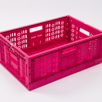 Boîte de rangement pliable en PP de qualité alimentaire rose, bac à légumes et fruits, caisse en plastique pliable, bacs de déménagement