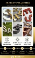 Letras 3D Sólidas de Acero Inoxidable OEM de Dacosign para Hoteles, Empresas de Automoción, Hospitales, Taxis, Centros Comerciales, Decoración de Fachadas de Tiendas - Color Personalizable