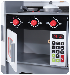 Ensemble de cuisine <span class=keywords><strong>en</strong></span> <span class=keywords><strong>bois</strong></span> noir et blanc pour enfants semblant jouer avec réfrigérateur jeu de rôle expérience de vie jouets de cuisine - Product Image 3