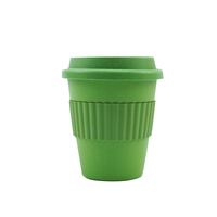 Tasse à café en paille de blé 12OZ, dégradable avec couvercle, en fibre de bambou, jetable et réutilisable, tasse de voyage en plastique
