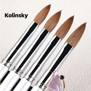 Silver Metal Handle Kolinsky Acrylic <b>Nail</b> Brush Pure Sable Hair Crystal Gel <b>Extension</b> Painting Brush - Product Image 4