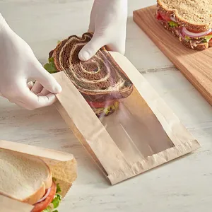 Bolsa de Papel para Galletas, Bagels, Pasteles, Pan y Sándwiches, Resistente <span class=keywords><strong>a</strong></span> la Grasa, con Ventana, Precio de Mayoreo de Fábrica - Product Image 4