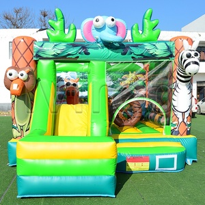 Château gonflable PVC Safari Tropical <span class=keywords><strong>le</strong></span> plus vendu avec toboggan, thème animalier, combo château de saut pour événements et fêtes - Product Image 2